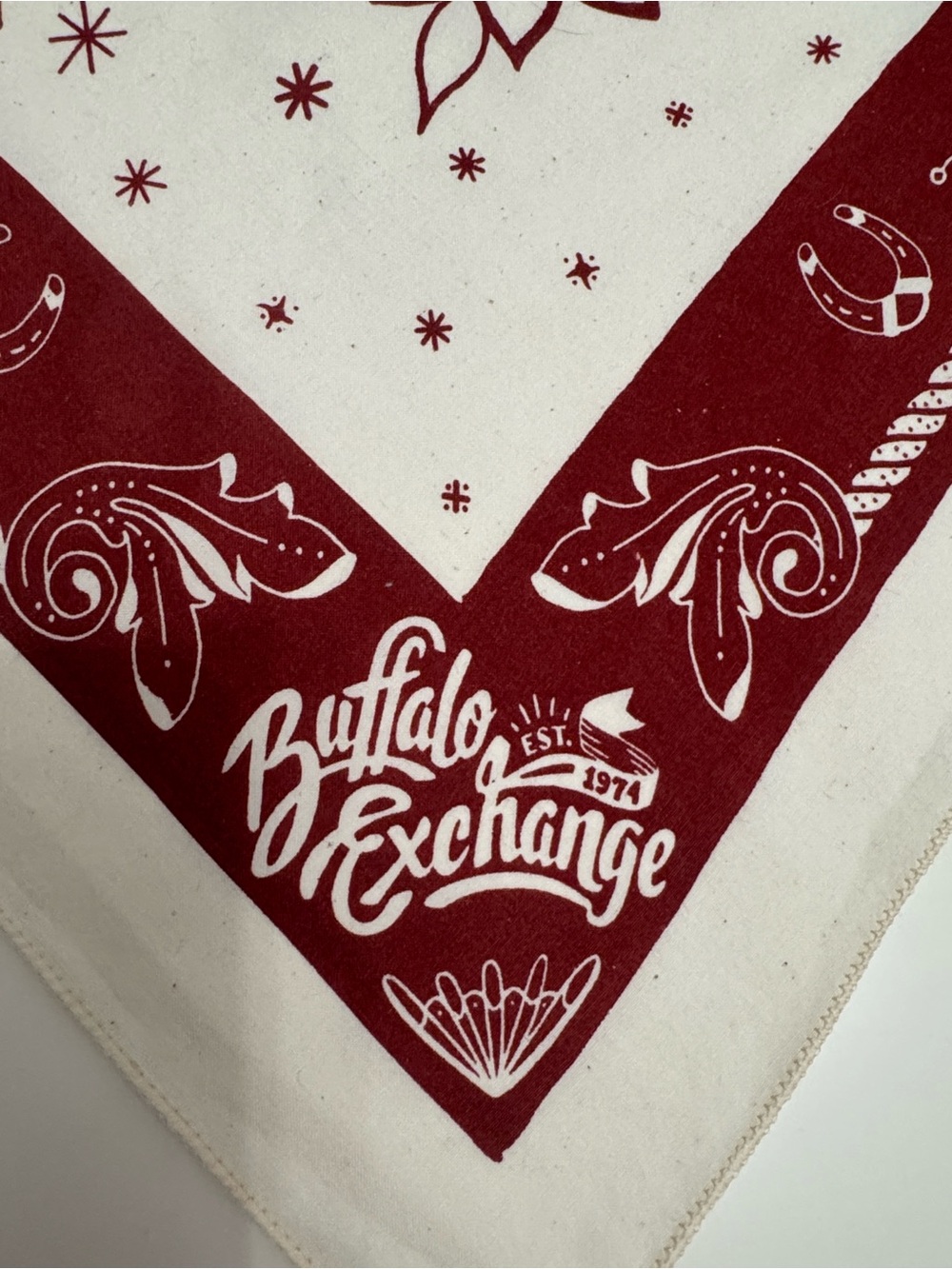 Women's Red & Cream Bandana Scarf - Picture 2 of 6